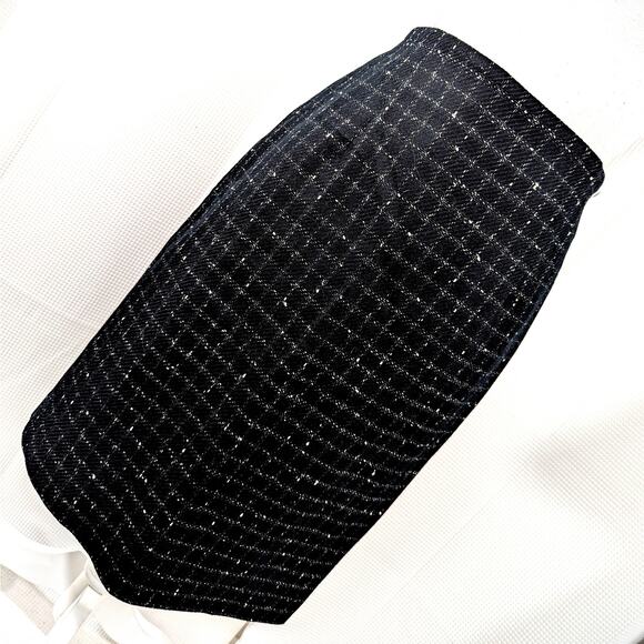 NWOT! JONES NEW YORK! FINE WOOL BLACK/WHITE NUBBY WEAVE PLAID PENCIL SKIRT! SZ 6 - Picture 1 of 8